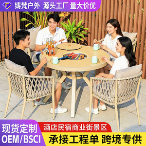 Outdoor Aluminum Alloy <b>BBQ</b> Table With Built In <b>Grill</b> For Garden Courtyard Patio Use Modern Design Weather Resistant - Product Image 2
