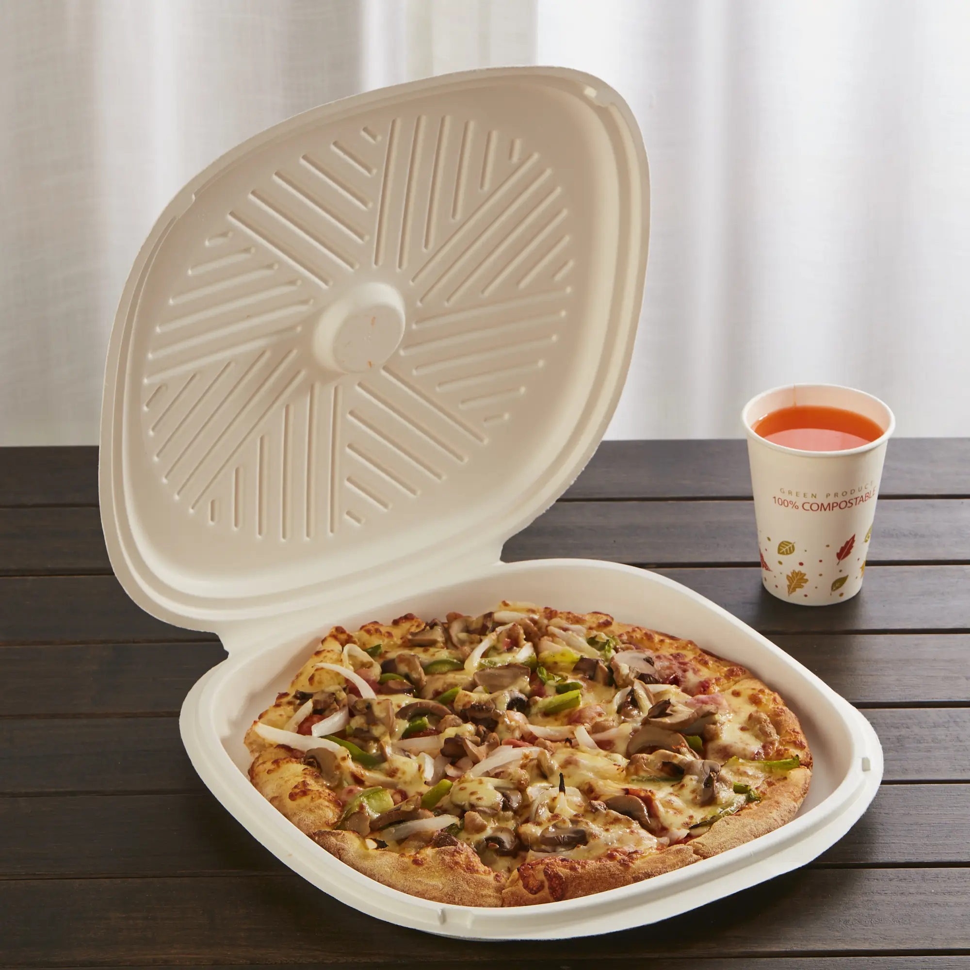 Boîte à Pizza jetables biodégradables, 30 pièces, moulage en pâte à modeler, emballage à emporter