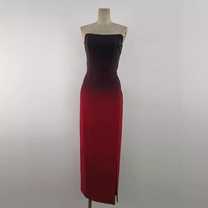 Spettacolo di Design di nicchia <span class=keywords><strong>abito</strong></span> lungo in Vietnam abbigliamento da donna <span class=keywords><strong>rosso</strong></span> graduale 2024 nuovo <span class=keywords><strong>spacco</strong></span> abiti da donna Sexy eleganti - Product Image 3