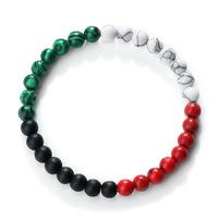 Bracelet Palestine en Gros, Bijou Tissé en Pierre Naturelle Perlé, Drapeau Fait Main, Corde Ajustable pour Femmes