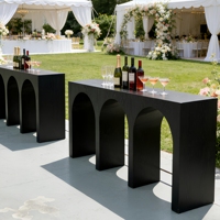Meubles de mariage modernes nordiques sur mesure, 100% bois massif, forme arquée, table de bar à louer pour événements