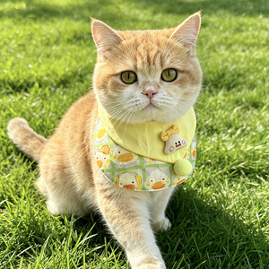 Serviette anti-bave d'été pour animaux de compagnie, accessoire foulard imprimé en tissu à motif de dessin animé pour chats et chiens - Product Image 2