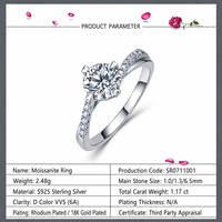 Bague Solitaire en Argent Sterling 925 et Moissanite, Plaqué Or Vermeil 2,5 μm, Bijoux Fins pour Femme, Vente en Gros Directe Usine, Fabricant