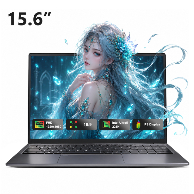 High Quality Win11 15.6Inch AI Laptop Intel Ultra5 225H 24GB LPDDR5 512GB PCIe SSD Fast Shipping for Design Business Laptops