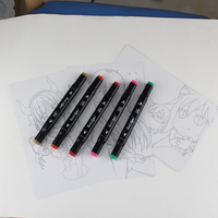 Touchfive — ensemble de stylos marqueurs permanents à double pointe, 64 couleurs, avec sac, tampon de peinture artistique personnalisé