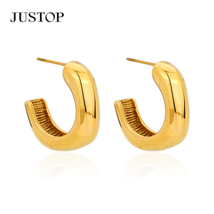 Aros Chapados en Oro JUSTOP, Joyería Clásica de Aleación Unisex, Pieza de Moda - Product Image 3