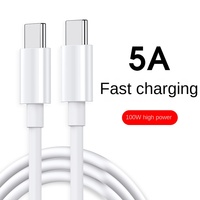 Câble de charge rapide double tête Type-C vers Type-C PD 100W avec connecteurs mâles 5A en matériau TPE
