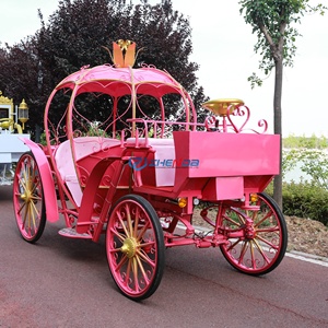 Charrette électrique de luxe vintage rose en forme de citrouille de Cendrillon pour mariage, défilé ou site touristique - Product Image 2
