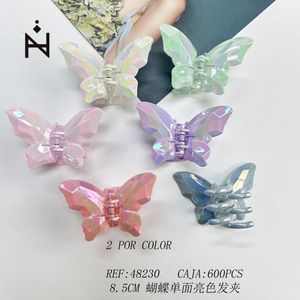Fermaglio per capelli a forma di farfalla, colore brillante, monofacciale, 8,5 cm, per donne e ragazze - Product Image 3