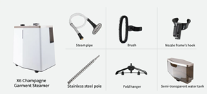 Vaporizador <span class=keywords><strong>de</strong></span> Ropa X6 <span class=keywords><strong>de</strong></span> 2200W con Vapor <span class=keywords><strong>de</strong></span> Alta Potencia, 3 Niveles <span class=keywords><strong>de</strong></span> Potencia, Percha Plegable Ajustable y Movilidad Fluida para Planchar Ropa - Product Image 6