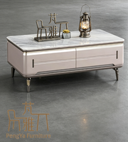 Meuble TV et Table Basse de Luxe au Design Moderne en MDF, Mobilier Statique pour Salon, Style Métal et Plateau
