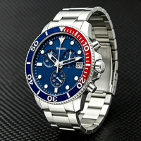 Jam Tangan Quartz Kustomisasi Mewah untuk Pria Bezel Dua Warna Merah dan Biru Mesin ETA Seastar T120 Jam Tangan Kronograf Selam