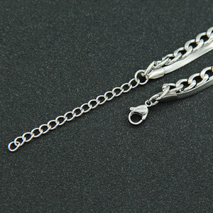 สร้อยคอแบบโซ่แบนสองชั้นลายกระดูกงูแบบคิวบา สร้อยคอแฟชั่นสตรีทแวร์ สร้อยคอคลุมคอ สร้อยคอแฟชั่น Tanjing - Product Image 4