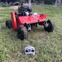 Robot Pemotong Rumput Bensin Kendali Jarak Jauh Kelas Industri, Crawler GPS, Motor DC Tanpa Sikat, Mesin 4-Tak, Lebar Pemotongan 800mm