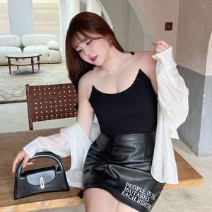 เสื้อกั๊กถักไร้สายรัดหลังสำหรับผู้หญิง รุ่น Runqi N8627 สีพื้น ผ้าริบยืดหยุ่น ใส่เป็นเสื้อซับในได้ ไซส์พลัส สำหรับผู้หญิงรูปร่างอวบ - Product Image 5