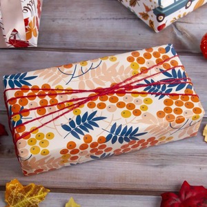 Rouleaux d'emballage en papier d'art écologique double face enduit, recyclables, imprimés numériquement avec motifs personnalisés Feuilles d'automne, Hiboux, Acorns, Voitures - Product Image 2