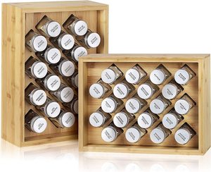 Organizzatore per Spezie in Bambù, Mensola da Parete o da Bancone per Erbe e Condimenti, Porta Spezie per Armadietto da Cucina - Product Image 1