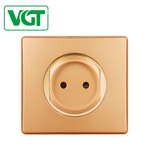 Prise murale électrique ronde 2 broches + <span class=keywords><strong>t</strong></span> prise murale dorée de haute qualité avec panneau mural <span class=keywords><strong>16A</strong></span> <span class=keywords><strong>PC</strong></span> cuivre - Product Image 3