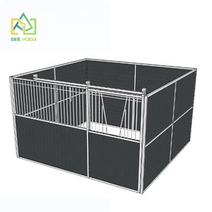 アメリカンスタイル 亜鉛メッキ ポータブル 馬小屋 馬房 移動式厩舎 屋外屋根付き 安定用 - Product Image 3