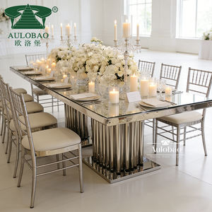 Mesa de Comedor Rectangular de Acero Inoxidable Plateado con 8 Sillas, Estilo Moderno - Product Image 2