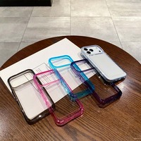 Coque de téléphone transparente en TPU antichoc avec cadre coloré pour iPhone 17, 16, 15, 14, 13 Plus, Pro, Max