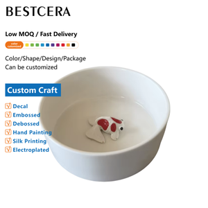 Bescera mangkuk hewan peliharaan berbentuk ikan mas, lucu manis putih mangkuk makan lambat Anti mencekik keramik mangkuk anjing pengumpan lambat - Product Image 1