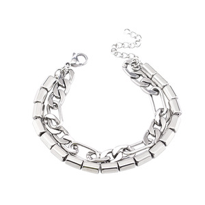 yunnique Men's <b>Titanium</b> Steel Spliced NK <b>Chain</b> Bracelet Geometric Punk Style Motorcycle Fashion Jewelry - Product Image 5