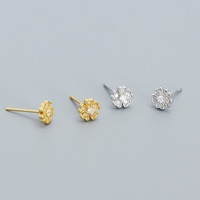 Romantische 18K Vergoldete S925 Silber Blumen Zirkon Ohrstecker 925 Sterling Silber Florale Ohrringe