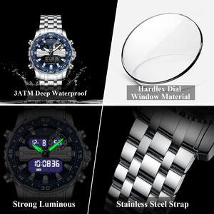 Montre chronographe multifonctionnelle pour homme Poedagar <span class=keywords><strong>E122</strong></span>, bracelet en acier inoxydable, boîtier en alliage, résistance à l'eau 3BAR - Product Image 4