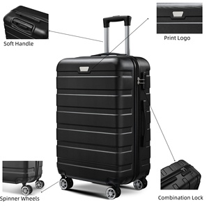 Juego de <span class=keywords><strong>Maletas</strong></span> Rígidas ABS Personalizables con Ruedas Giratorias, Maleta de Viaje Ligera, Equipaje de Mano para Negocios - Product Image 3