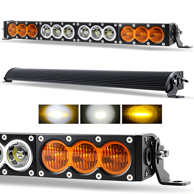 6/10/22/30/40/50 Inch LED Light Bar Dual Color Emark 12V 24V LED Amber Driving Fog Light bar for 4x4 Offroad Vehicles Trucks ATV