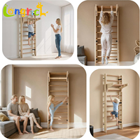 Barras de Gimnasia de Madera Maciza para Pared, para Padres e Hijos |   Barra de dominadas y escalera de escalada |   Fitness y Juego Seguros en Interiores para Niños y Adultos