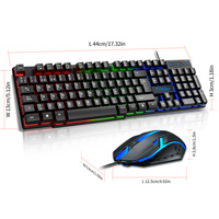 Clavier et souris filaires pour jeux T-WOLF TF200, 104 touches, combo clavier et souris LED, clavier espagnol, russe, arabe, combo clavier et souris filaire, ensemble de bureau