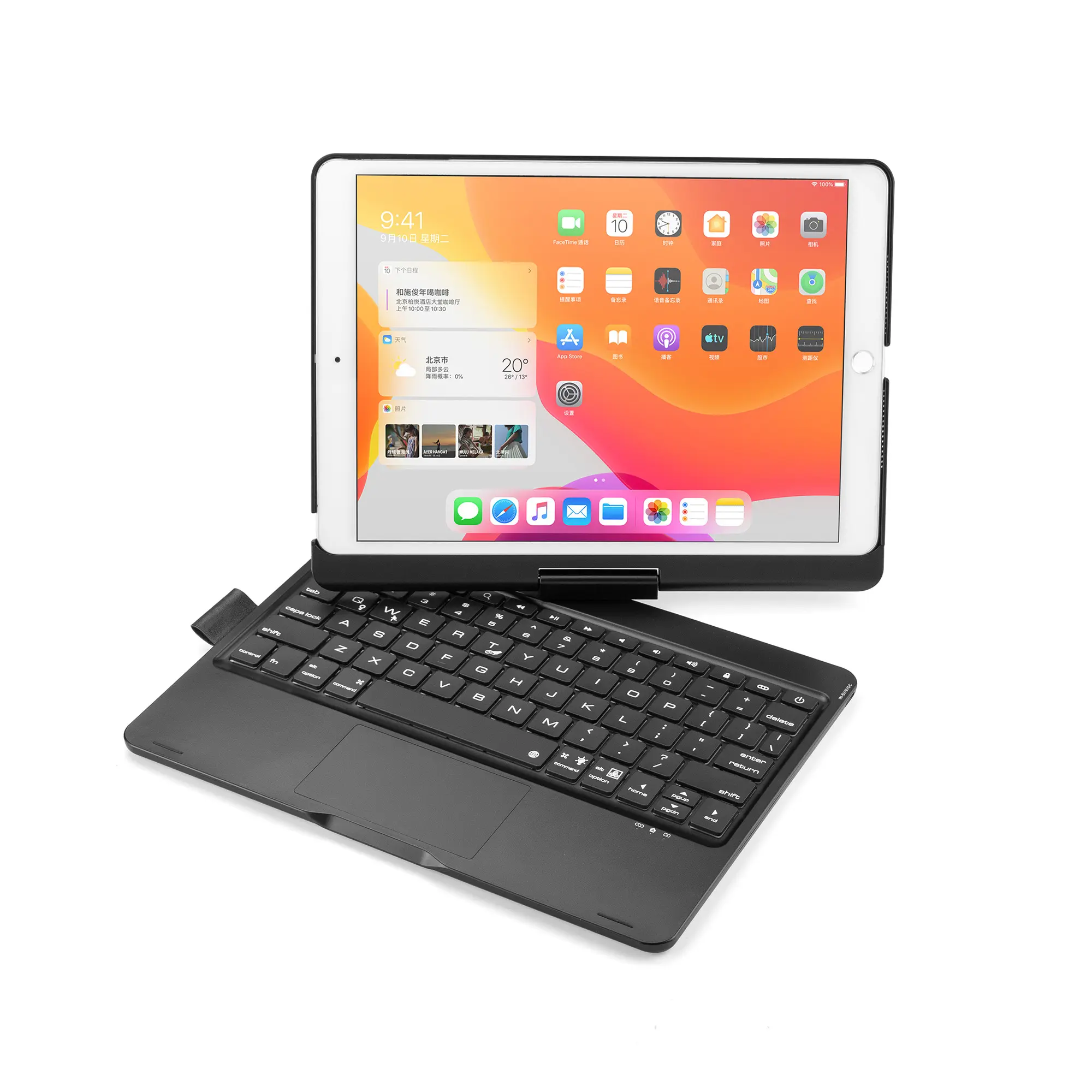 カスタムアクリル360度回転キーボードPUケースIpad9th Generation Pro11インチミニ6ケース (ワイヤレスキーボード付き)