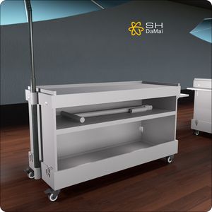 अनुकूलित स्टेनलेस स्टील लकड़ी-अलमारियों खाद्य फोल्डिंग कार्ट पोर्टेबल खाद्य स्टाल बाजार स्टाल पोर्टेबल बिक्री स्टैंड - Product Image 5