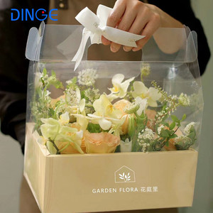 Luxury White Clear Tall Transparent Flower Cake <strong>Box</strong> Pvc Wedding Valentine's Day Mother's Day Birthday <strong>Party</strong> Gift <strong>Box</strong> with Handle - Product Image 6