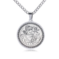 Titane acier ancien grec olympien douze principaux dieux chasse déesse Artemis collier pendentif circulaire