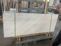 YDSTONE Panneau mural rétroéclairé en onyx Dalle d'onyx en marbre translucide blanc naturel avec veine rouge