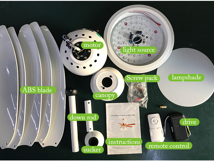 Breeze.Lux Model good quality traditional series 48 inch 5 blade ABS material White 5 blades AC motor ceilling fan light