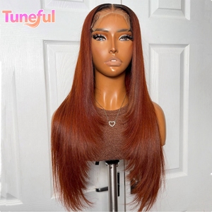 Perruques en cheveux humains coupe bob avec raie au milieu pour femmes noires, perruque Lace Front droite longueur menton, pré-épilée avec ligne de cheveux naturelle et baby hair - Product Image 6
