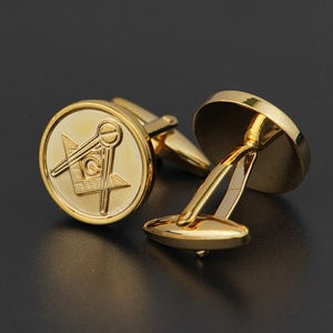 Boutons de manchette personnalisés en métal pour homme, avec zircon cubique et initiale G, style maçonnique, dernière mode, OEM ODM - Product Image 6