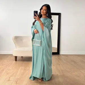 خريف 2024 أزياء نسائية مسلمة عتيقة فستان طويل الأكمام طويل الأكمام واسع كاجوال للسيدات فستان طويل طويل من الشيفون للحفلات المسائية