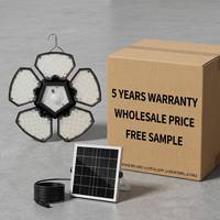 Lampu Gantung Tenaga Surya 5 Kelopak dengan Panel Daun yang Dapat Disesuaikan, Sensor PIR 0/45/90, Kontrol Jarak Jauh, Kabel 5M