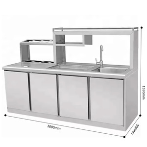 Stazione di lavoro commerciale in acciaio inox per ristoranti, caffetterie, <span class=keywords><strong>bar</strong></span> di bubble tea, banconi per tè al latte, <span class=keywords><strong>attrezzature</strong></span> per cucine e armadietti. - Product Image 4