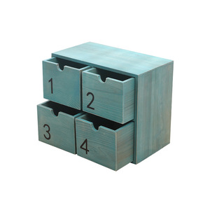Four <b>Drawer</b> Wooden <b>Storage</b> <b>Box</b> Rectangle Office Organizer With Numbered Compartments For Desktop Use - Product Image 2