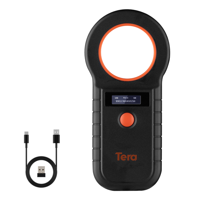 TERA Portable Pet Microchip Scanner W90D Animal Tag Reader Data Storage Works with Bluetooth 2.4G Wireless & Wired USB
