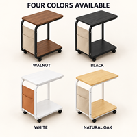 Meuble de salon moderne et simple, mini console en MDF avec roulettes, style panneau de bois, table console convertible