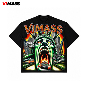 เสื้อยืดโอเวอร์ไซส์ลายพิมพ์เต็มตัวลายศิลปะหัวกะโหลกสไตล์สตรีทแฟชั่น ผ้าฝ้าย ทรงหลวม ใส่ได้ทั้งชายและหญิง สำหรับสินค้าแบรนด์แฟชั่น - Product Image 1
