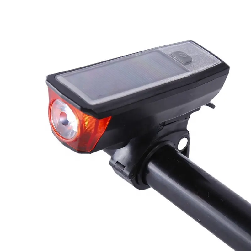 USB rechargeable solar bicycle light intelligent light induction mountain bike headlight with horn riding equipment accessories