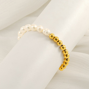 Zogxin Natural Freshwater Pearl <b>Bracelet</b> Gold White Beads Women's Jewelry Everyday Wear - Product Image 3